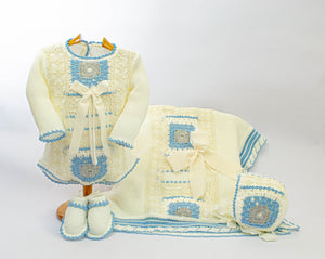Pelele, capota, patucos y toquilla de Crochet Md. 2115